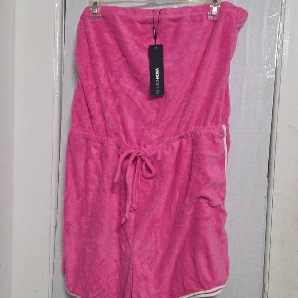 Fashion Nova Pants - Fashion Nova Pink Terry Leema Tube Romper Size 1x [1116]